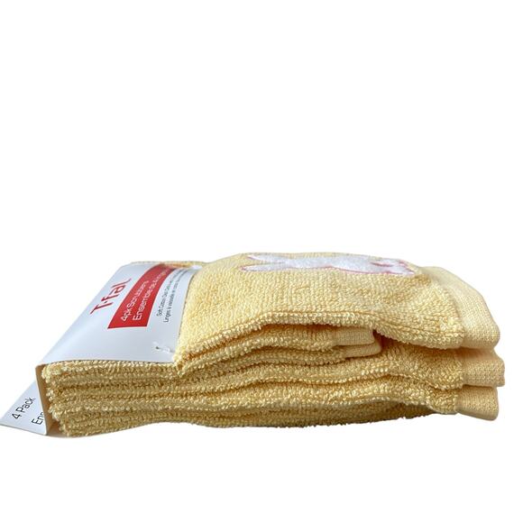 T-Fal Bunny Rabbit Kitchen Dish Towel Scrubbers 12x12 Set of 4 Spring Yellow NEW - Picture 2 of 6